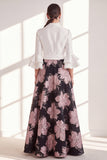 Fuchsia Flower A Line Long Mum of the Bride Dress with Sash