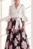 Fuchsia Flower A Line Long Mum of the Bride Dress with Sash