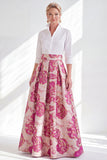Jacquard Collar Fuchsia Flower Mother of the Bride Dress