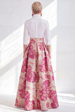 Jacquard Collar Fuchsia Flower Mother of the Bride Dress