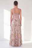 Sweetheart Blue Floral Mother of the Bride Dress with Slit