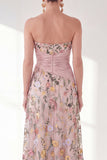 Sweetheart Blue Floral Mother of the Bride Dress with Slit