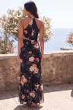 Mermaid Black Floral Wedding Guest Dress with Slit