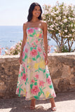 Daffodil Pink Flower A Line Strapless Wedding Guest Dress