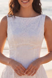 Lace A Line Bateau Neck Ivory Graduation Dress