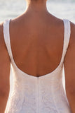 Lace A Line Bateau Neck Ivory Graduation Dress