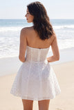 Ivory Strapless A Line Graduation Dress