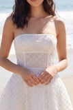 Ivory Strapless A Line Graduation Dress