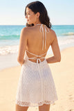 Halter Ivory Backless Mini Dress