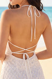 Halter Ivory Backless Mini Dress
