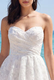 Floral Lace Strapless Ivory Tiered Graduation Dress