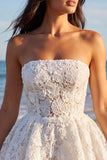 Lace Strapless Ivory A Line Graduation Dress