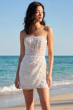 Bodycon Ivory Sequin Corset Strapless Graduation Dress