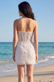 Bodycon Ivory Sequin Corset Strapless Graduation Dress