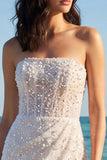 Bodycon Ivory Sequin Corset Strapless Graduation Dress