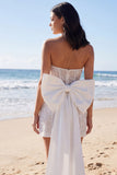 Sequin Ivory Strapless Bodycon Mini Dress with Bow