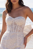 Sequin Ivory Strapless Bodycon Mini Dress with Bow