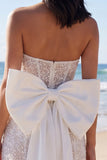 Sequin Ivory Strapless Bodycon Mini Dress with Bow