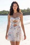 Ivory Floral Cut Out A Line Sweetheart Graduation Dress