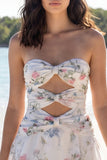 Ivory Floral Cut Out A Line Sweetheart Graduation Dress