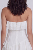 Ivory Sweetheart A Line Corset Graduation Dress with Ruffles