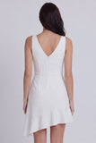 Ivory Twist V-Neck Ruffled Mini Graduation Dress