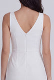 Ivory Twist V-Neck Ruffled Mini Graduation Dress