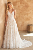 Boho Ivory Spaghetti Straps Lace Wedding Dress