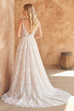 Boho Ivory Spaghetti Straps Lace Wedding Dress