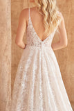Boho Ivory Spaghetti Straps Lace Wedding Dress