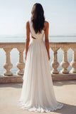 One Shoulder Ivory Ruffle Cut Out Wedding Dress with Slit