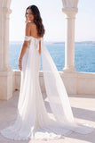 Sparkly Off the Shoulder Ivory Mermaid Wedding Dress with Sash