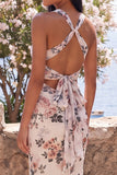Floral Ivory V-Neck Mermaid Wedding Guest Dress with Twist Front