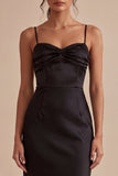 Mermaid Black Sheath Spaghetti Straps Midi Dress