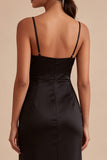 Mermaid Black Sheath Spaghetti Straps Midi Dress