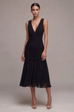 Simple A Line V-Neck Little Black Dress