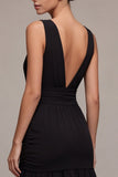 Simple A Line V-Neck Little Black Dress
