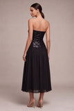 Sequin Sweetheart Black Midi Dress