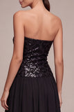 Sequin Sweetheart Black Midi Dress