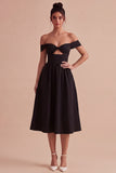 Off the Shoulder Cut Out A Line Little Black Dress