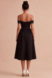 Off the Shoulder Cut Out A Line Little Black Dress