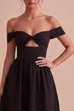 Off the Shoulder Cut Out A Line Little Black Dress