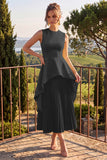 Yellow A Line Pleated Midi Wedding Guest Dress
