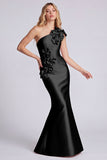 Rose One Shoulder Mermaid Floral Evening Dress