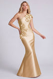 Rose One Shoulder Mermaid Floral Evening Dress