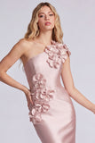 Rose One Shoulder Mermaid Floral Evening Dress