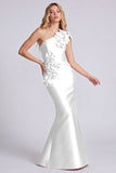 Rose One Shoulder Mermaid Floral Evening Dress
