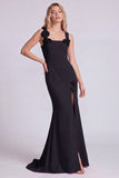 Pink Square Neck Mermaid Evening Dress with 3D Flowers