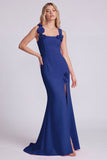 Pink Square Neck Mermaid Evening Dress with 3D Flowers