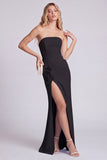 Light Blue Strapless Mermaid Evening Dress with Slit